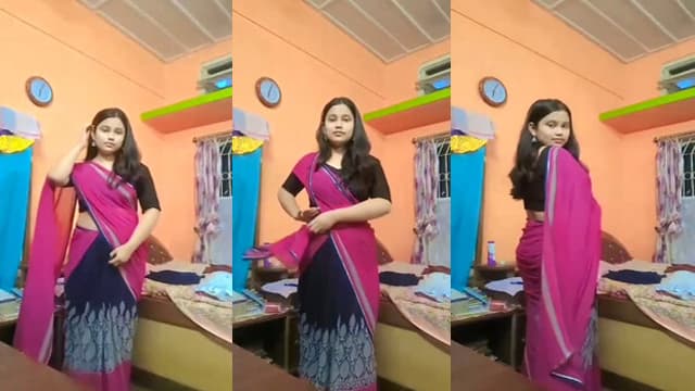 Desi Beautiful Saree – Cute Shy Boobs Show MMS