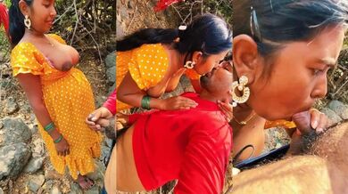 Horny Bhabhi Giving Blowjob To Her Lover In Forest